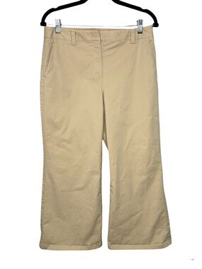 TWP Women’s Wide Leg Cropped Khaki Pants Size 6 Quiet Luxury Office Cotton Blend